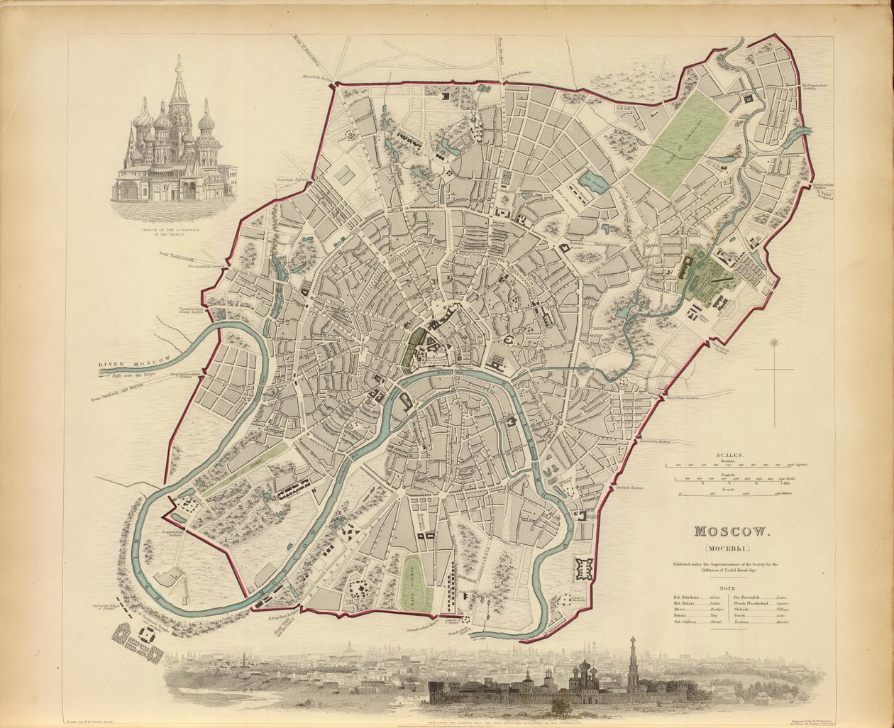 Plan over Moskva, 1836. af Benjamin Rees Davies