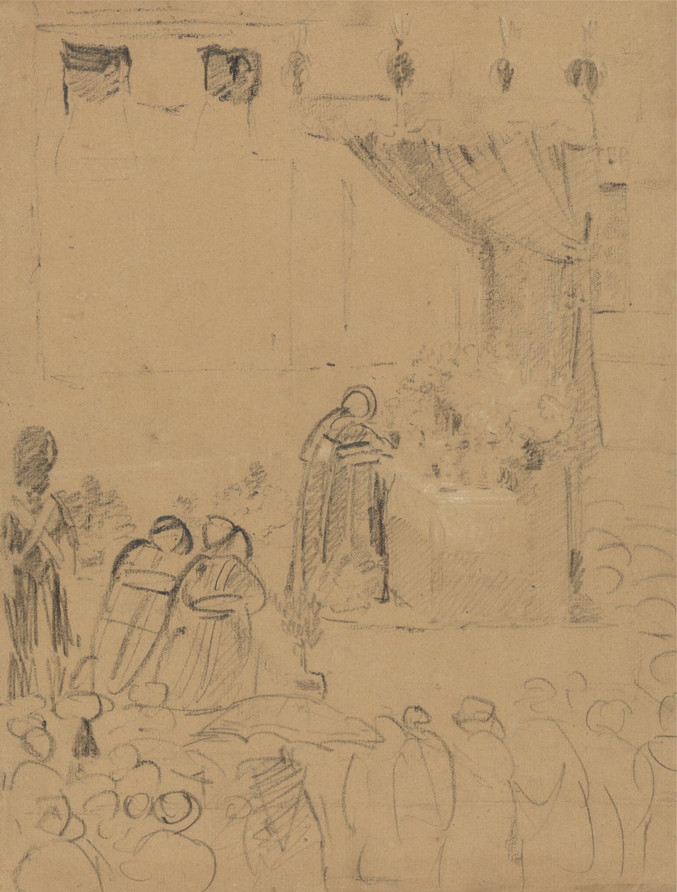 Studie af en religiøs ceremoniscene af Benjamin Robert Haydon