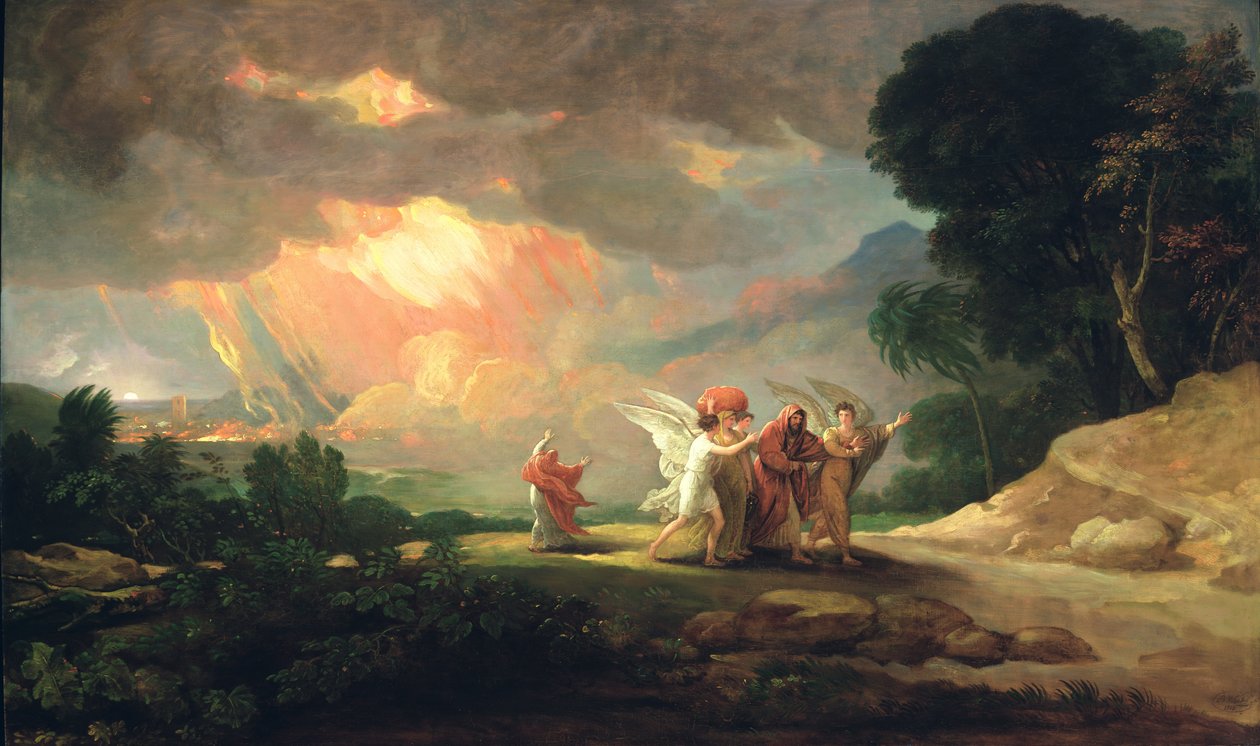 Lot flygter fra Sodoma, 1810 af Benjamin West