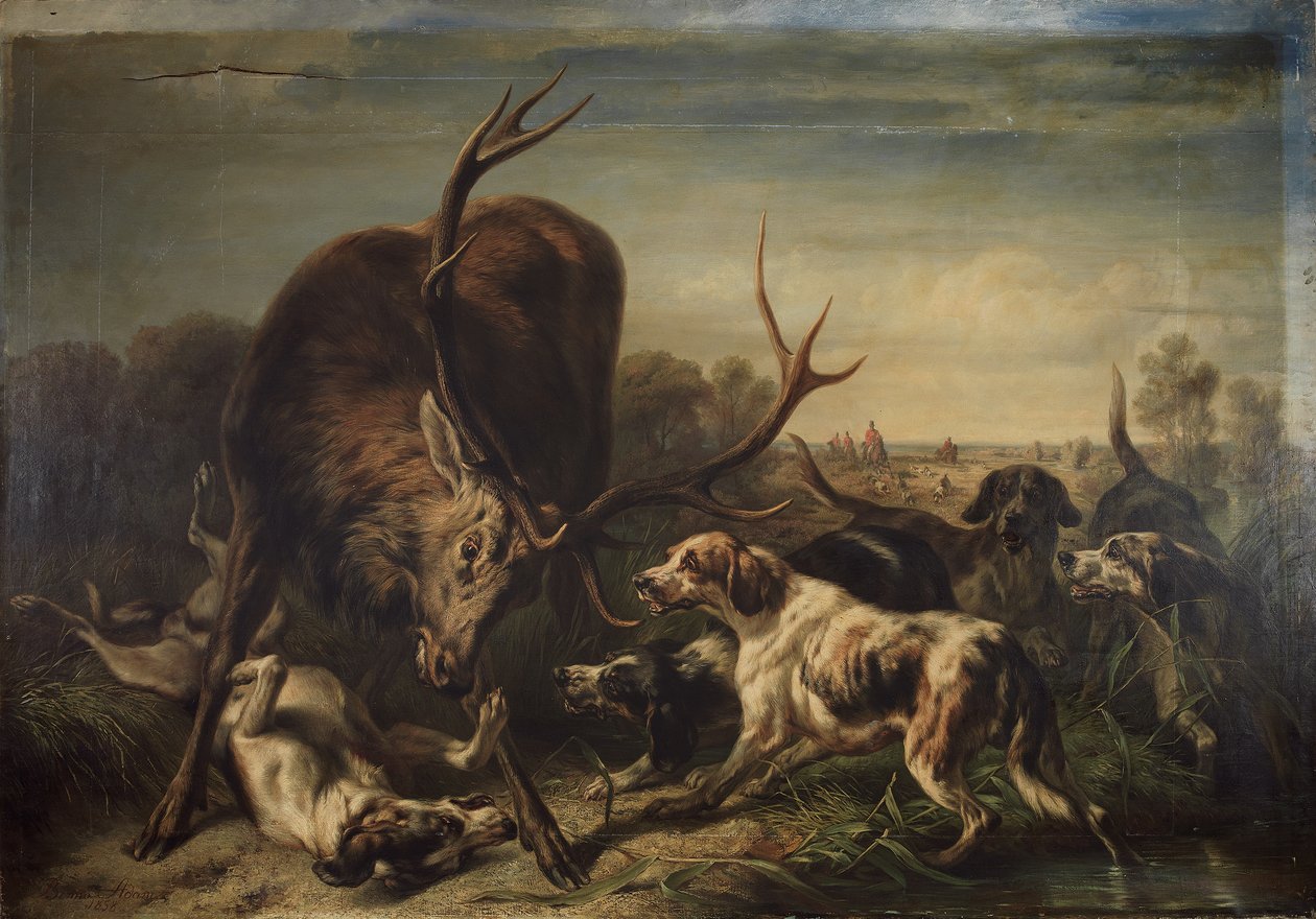 Hjorte fanget af hunde af Benno Raffael Adam