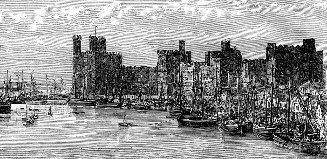Caernarfon Castle, Gwynedd, Wales, 1800-tallet. af Benoist