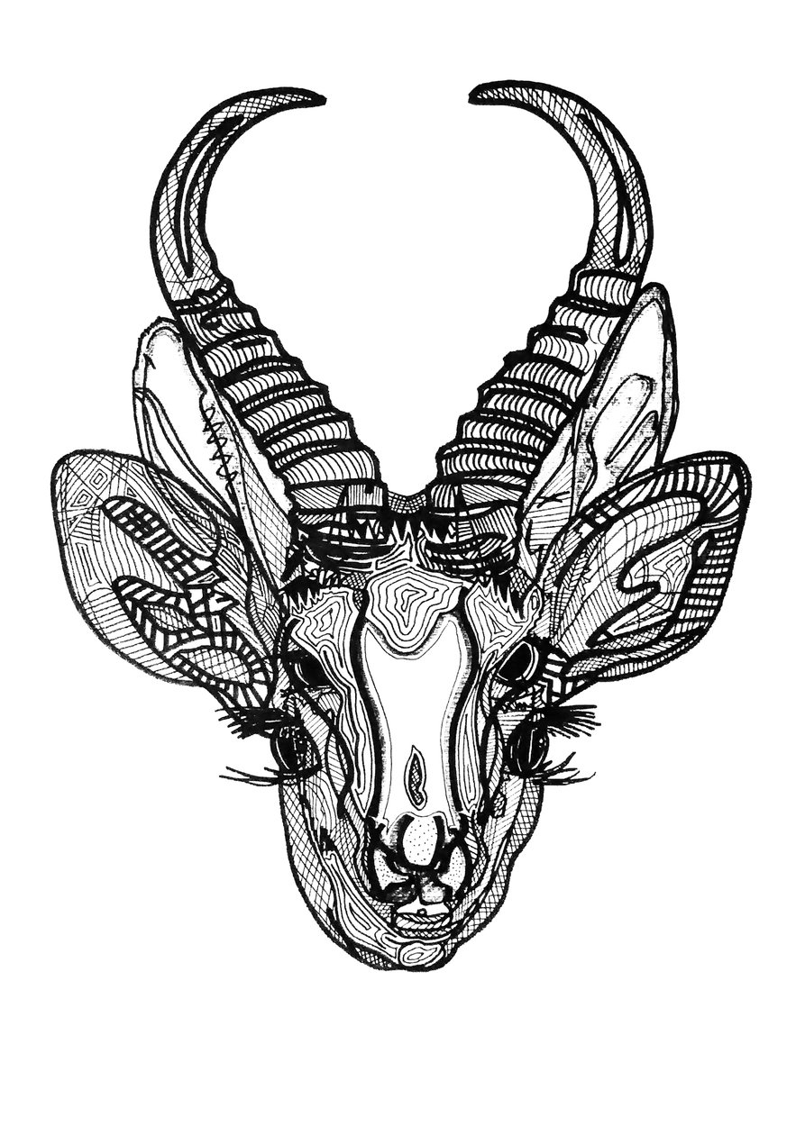 Double biche, 2019 (blæk på papir) af Benoit Erwann Boucherot