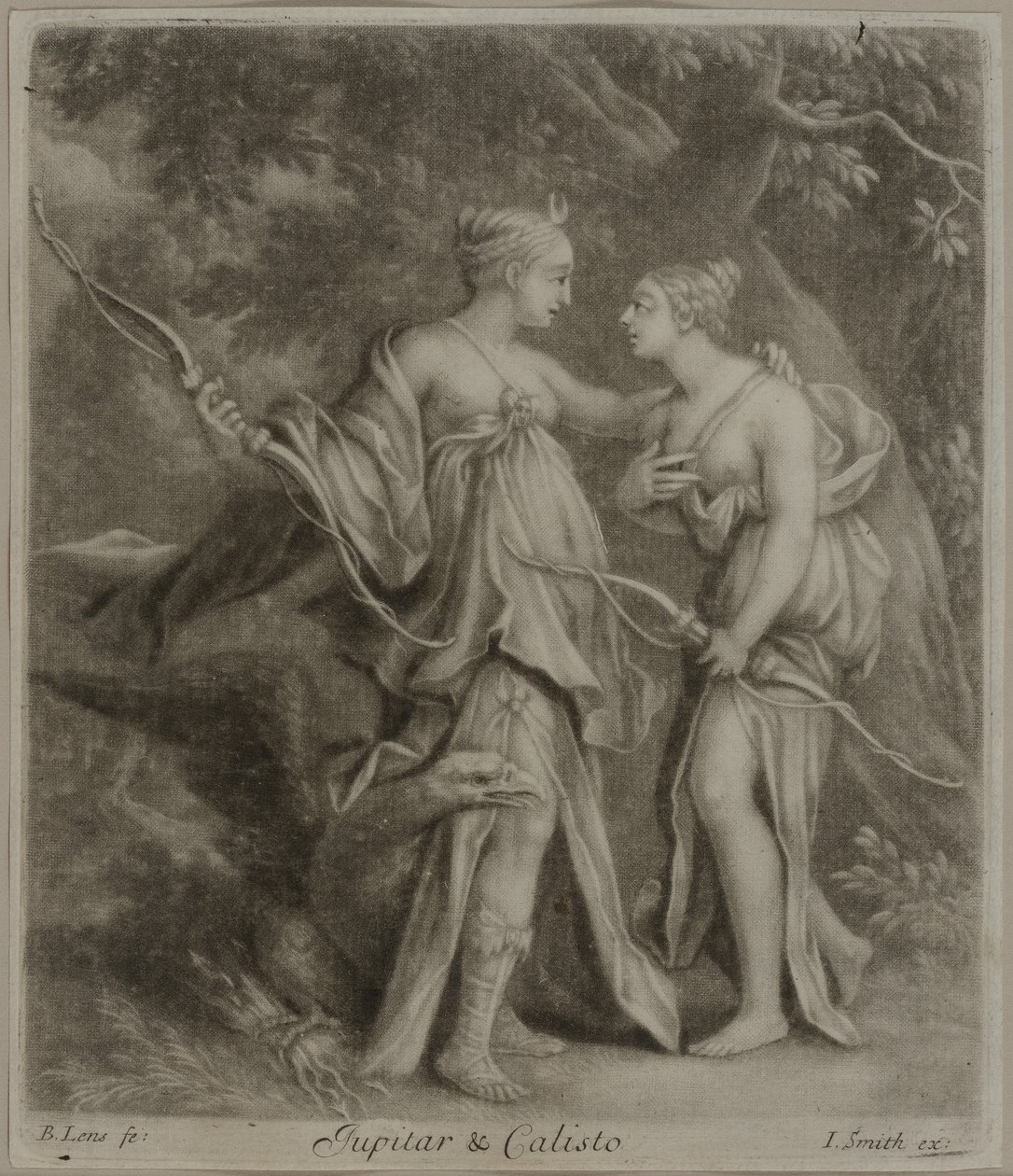 Jupiter og Callisto (mezzotint) af Bernard II Lens
