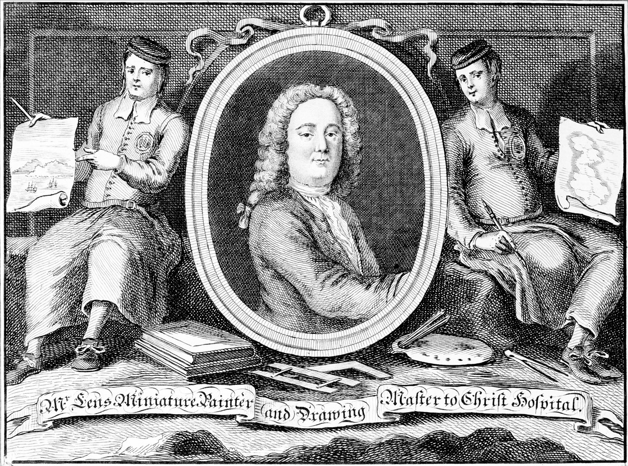 Handelskort til Bernard Lens III, graveret af Louis Philippe Boitard af Bernard Lens