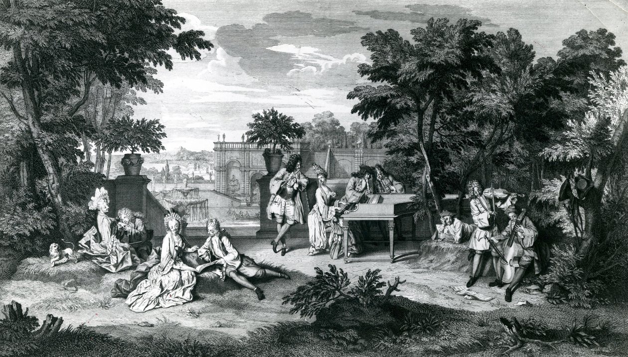 I skyggen af ​​lundene en smuk sommerdag ... ca. 1710 af Bernard Picart