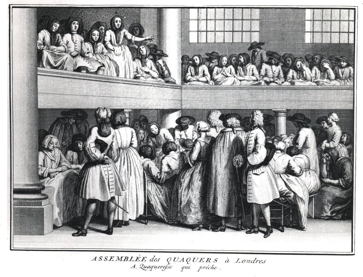 En kvækerforsamling i London, 1736 af Bernard Picart