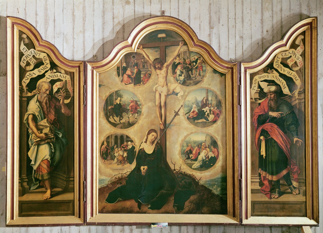 Triptychon af Jomfruens syv sorger, ca. 1520-35 (se 154026 for detaljer) af Bernard van Orley