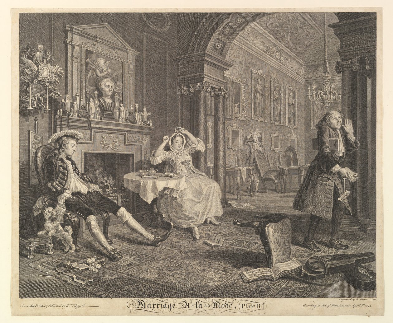 Ægteskab A-la-Mode, Tavle II, 1. april 1745. af Bernard Baron
