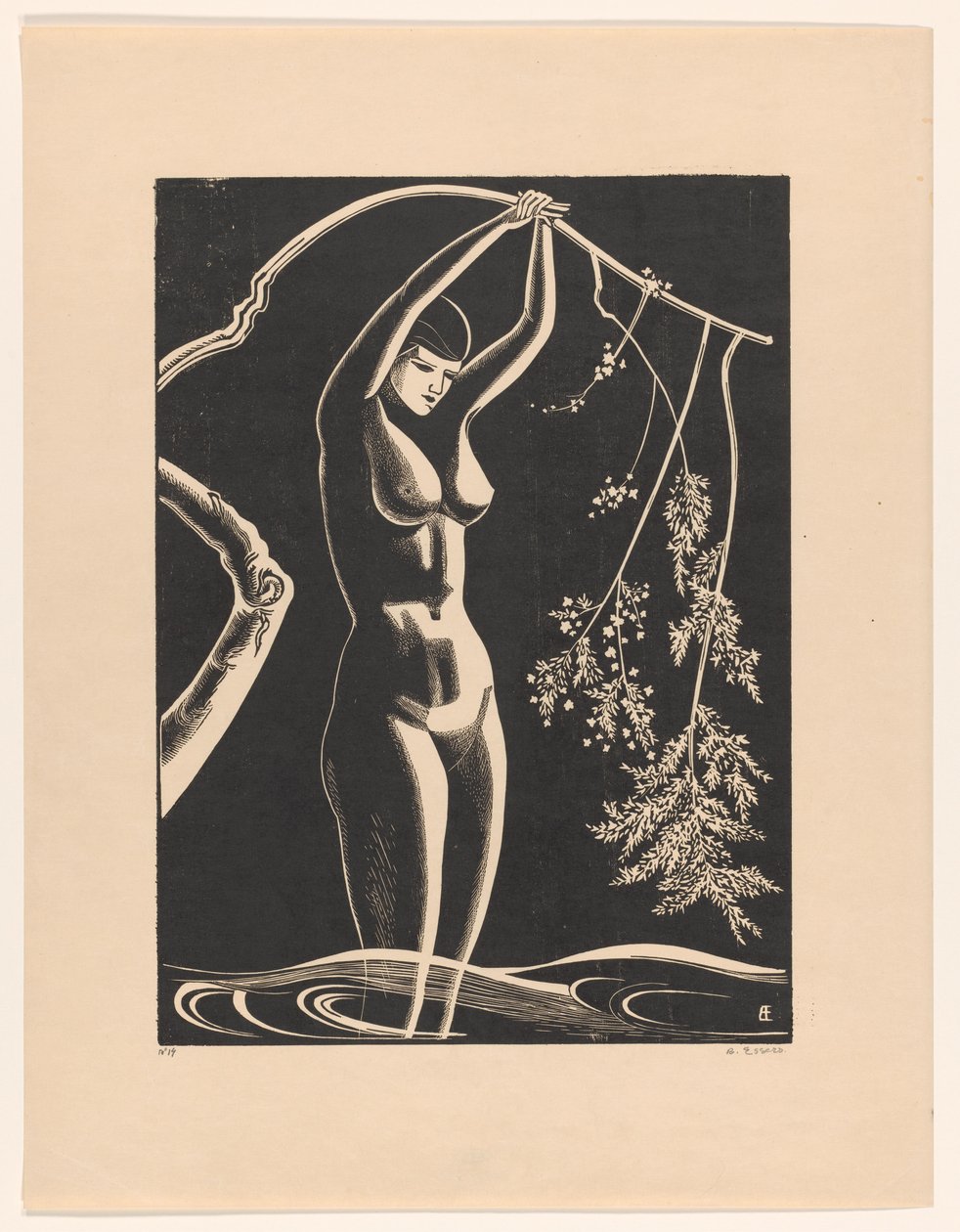 Nøgen kvinde med gren af Bernard Essers (signed by artist)