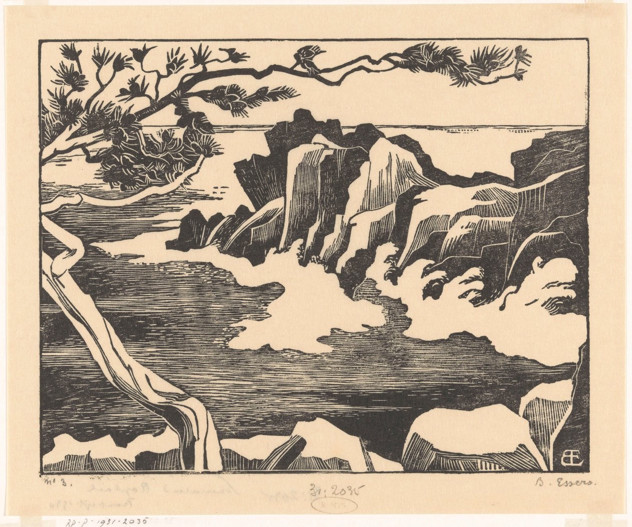 Klippekysten ved Saint-Raphaël af Bernard Essers (signed by artist)