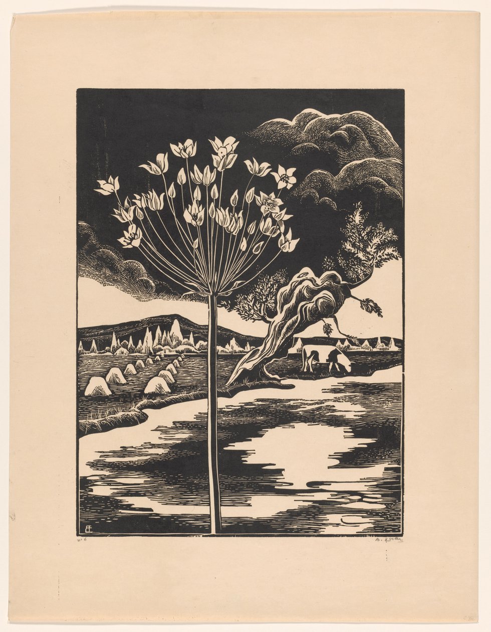 Svaneblomst i et landskab af Bernard Essers (signed by artist)