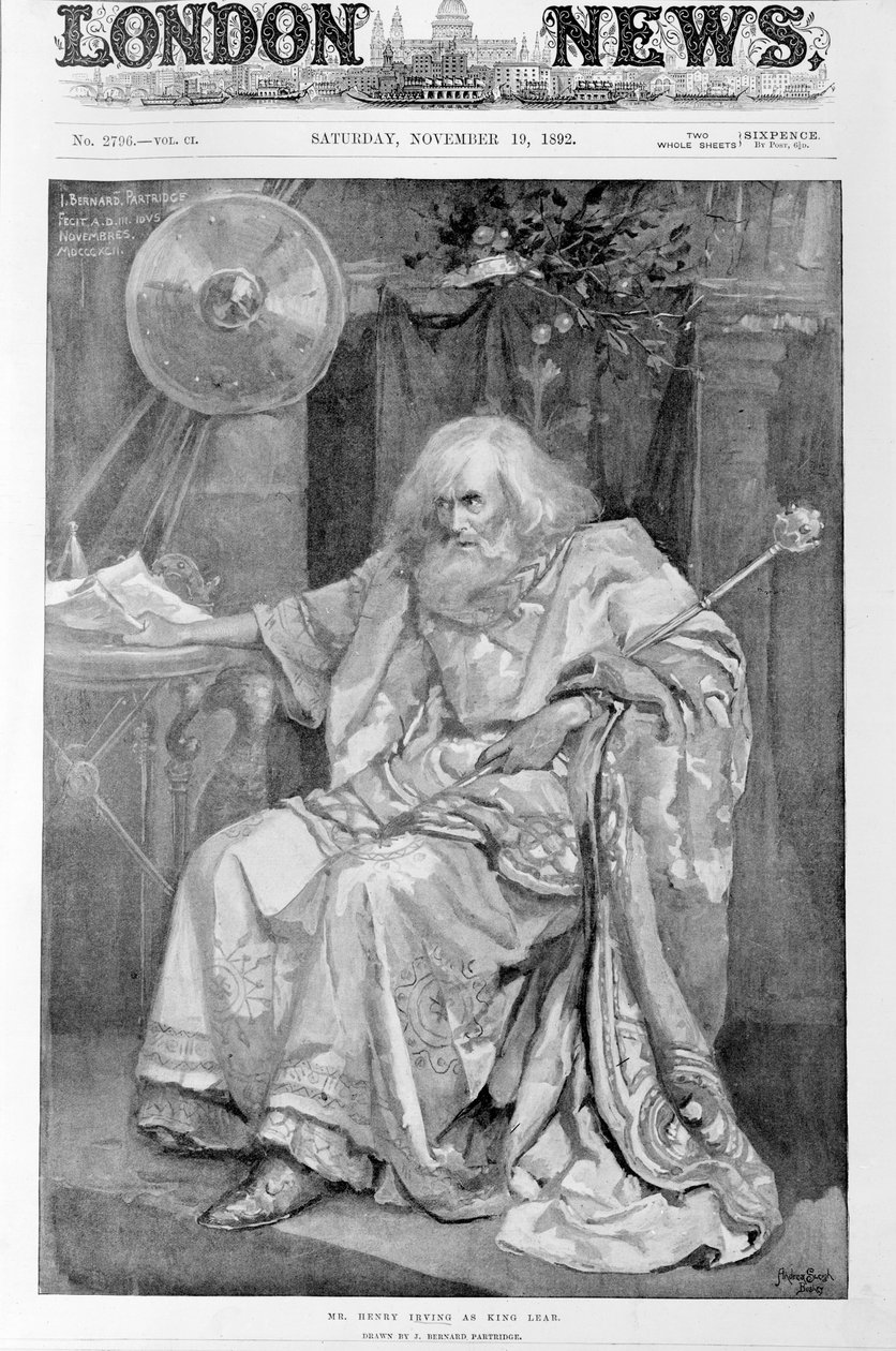 Henry Irving som kong Lear, 1892 af Bernard Partridge