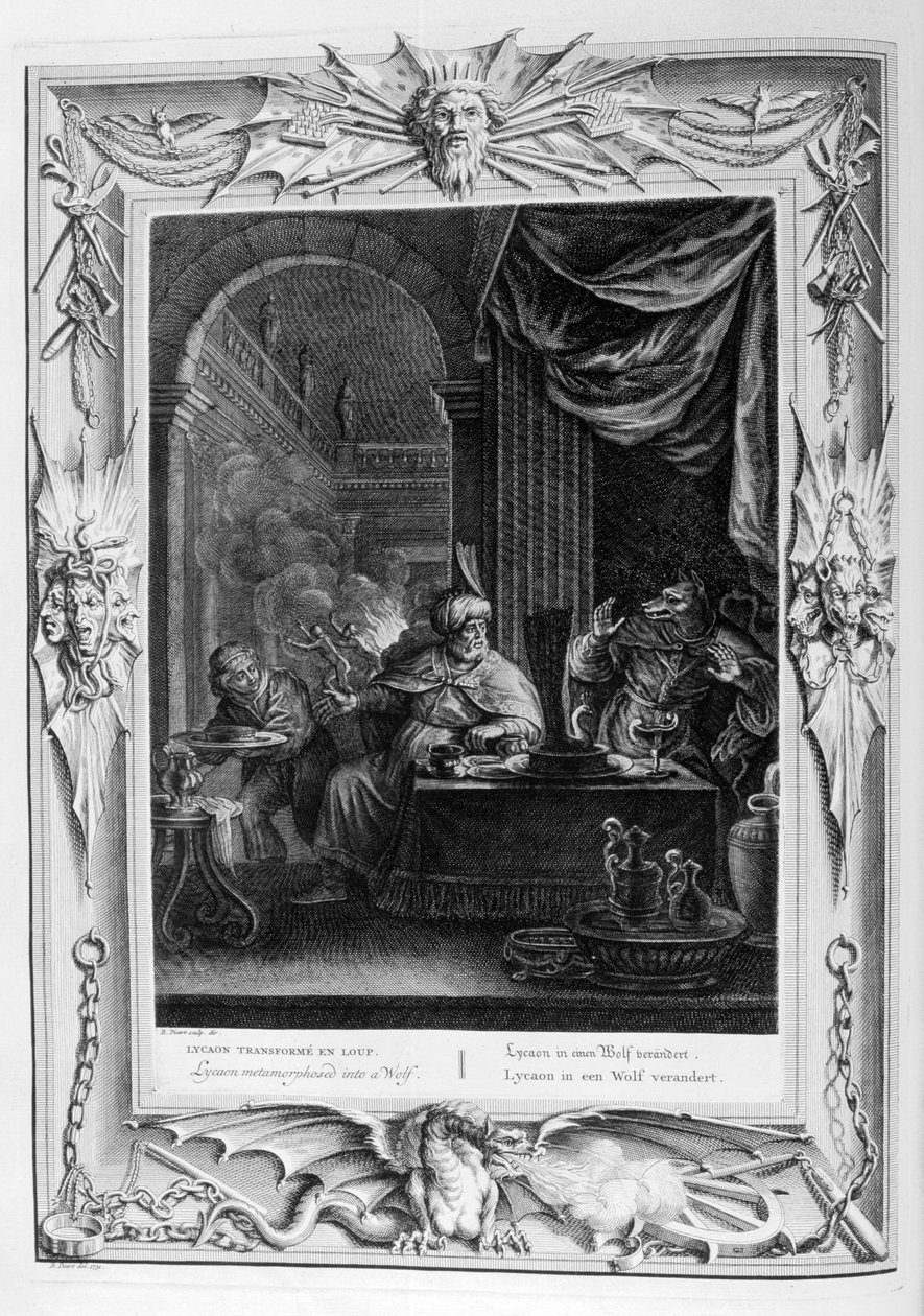 Lycaon Metamorphosed into a Wolf, 1733 af Bernard Picart
