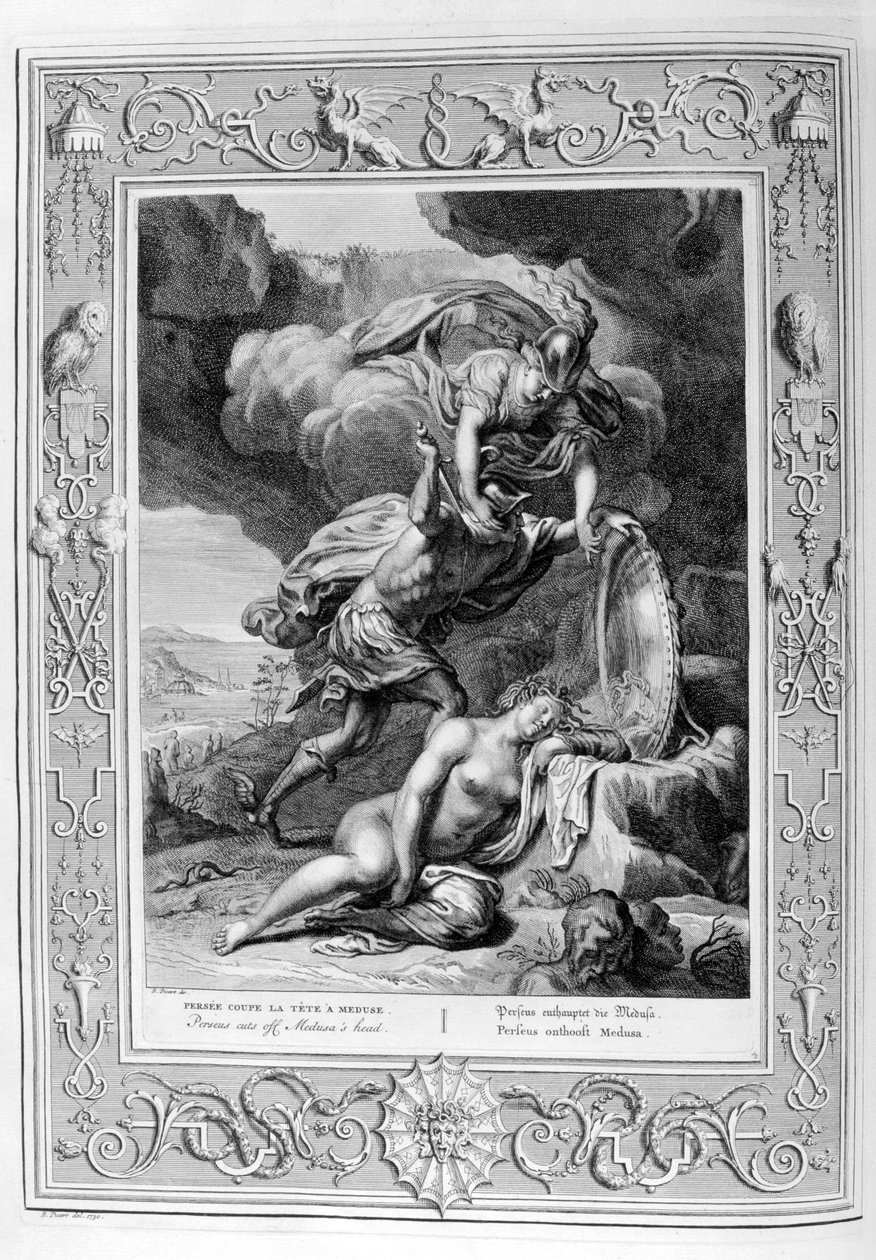 Perseus skærer Medusas hoved af, 1733 af Bernard Picart