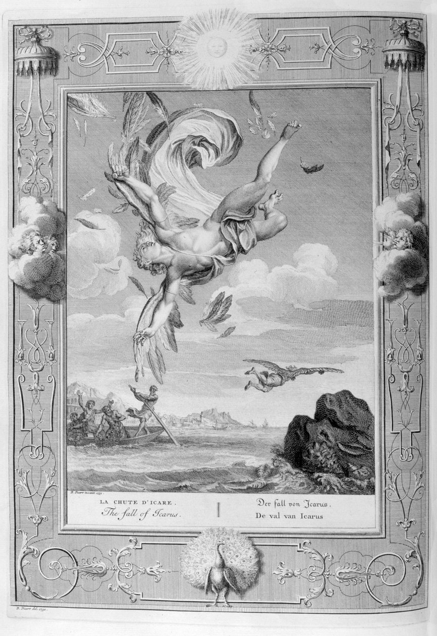 Ikaros fald, 1733 af Bernard Picart