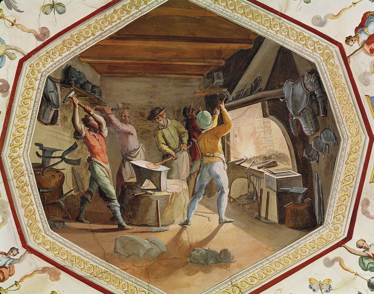 Fremstilling af rustning af Bernardino Barbatelli Poccetti