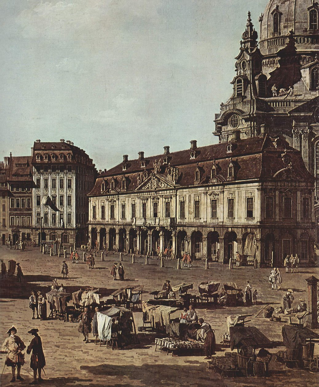 Udsigt over Dresden, Neumarkt fra Moritzstrasse af Bernardo Bellotto