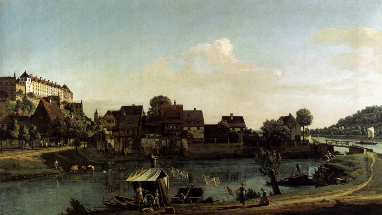 Pirna set fra havnebyen af Bernardo Bellotto