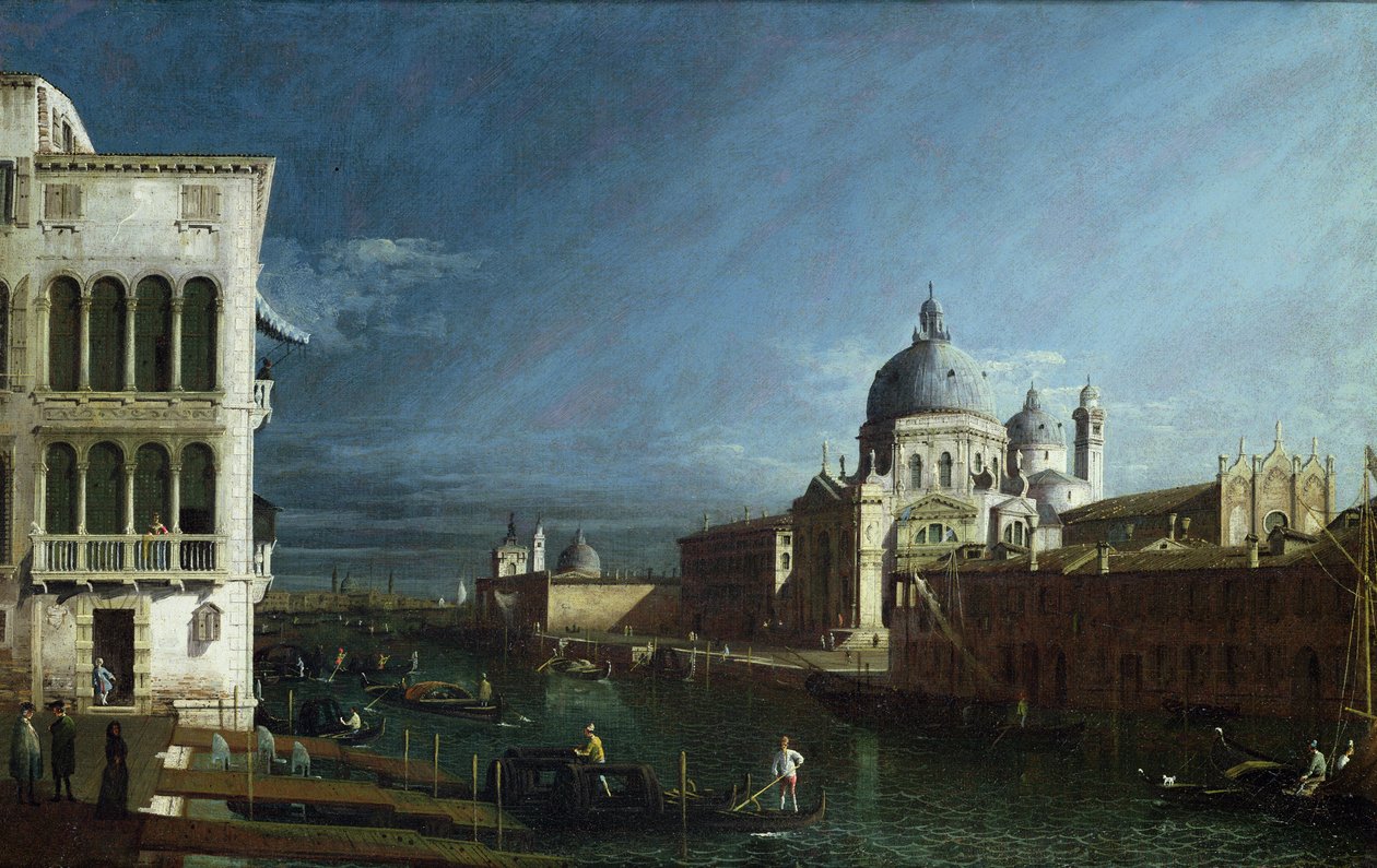 Molo mod vest med Dogepaladset i det fjerne (olie) af Bernardo Bellotto