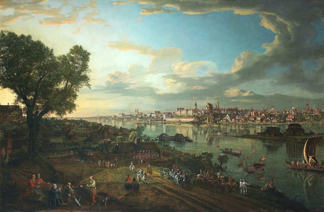 Udsigt over Warszawa fra Praga af Bernardo Bellotto