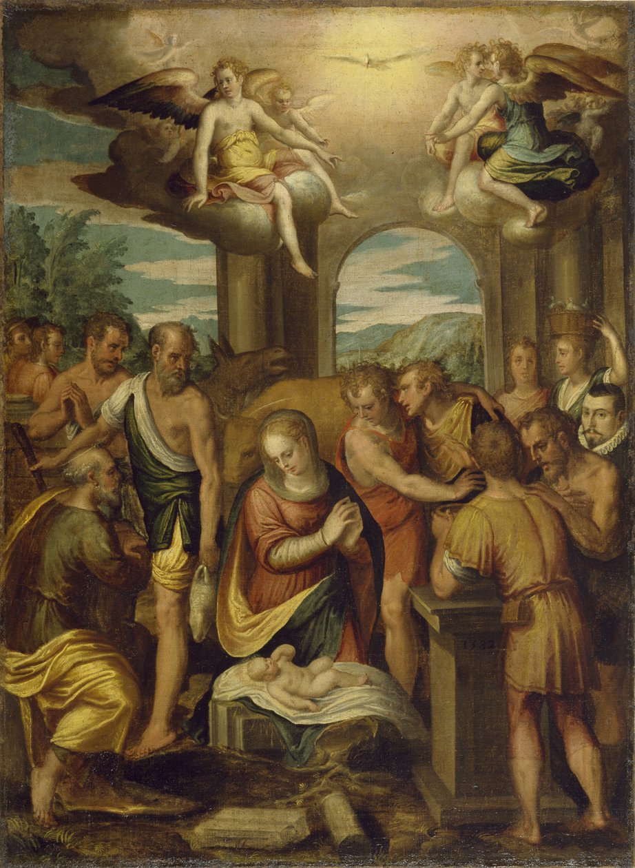 Tilbedelse af hyrderne, 1582 af Bernardo Castello