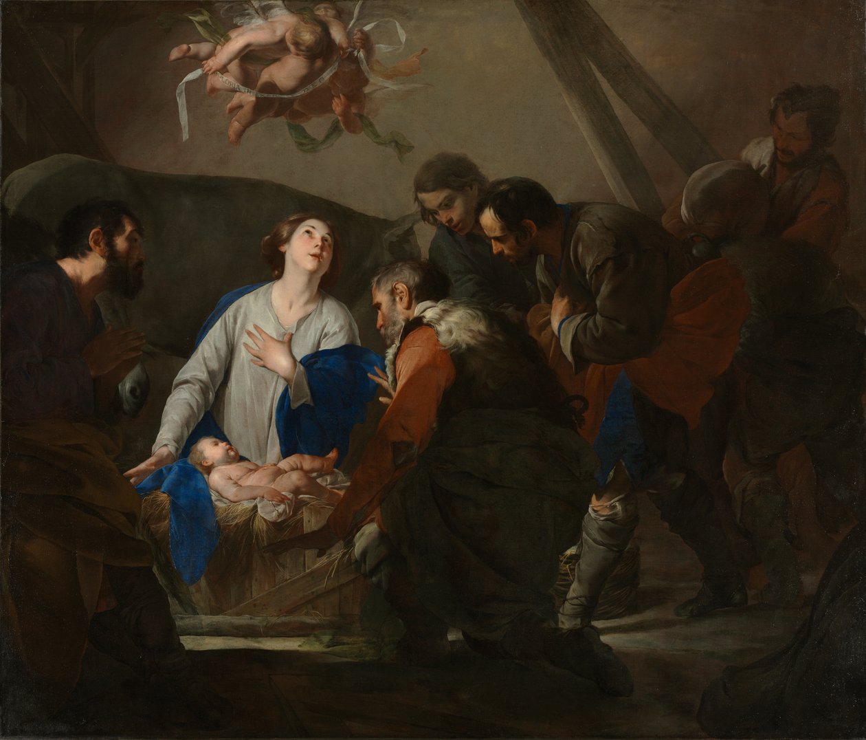 Tilbedelse af hyrderne af Bernardo Cavallino