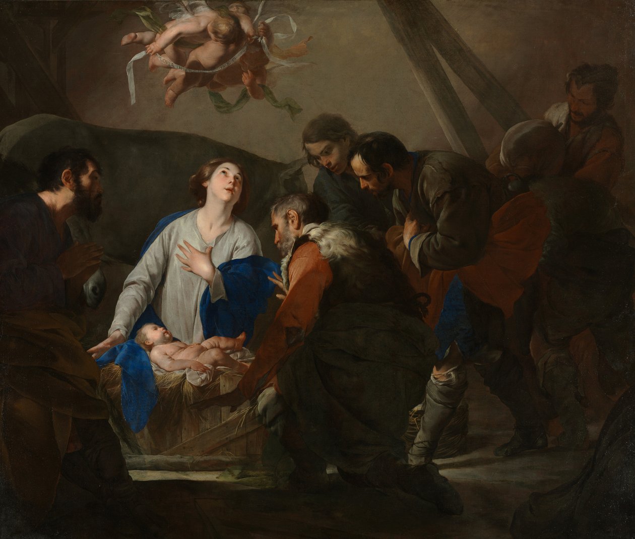 Hyrdernes tilbedelse, c.1650 af Bernardo Cavallino