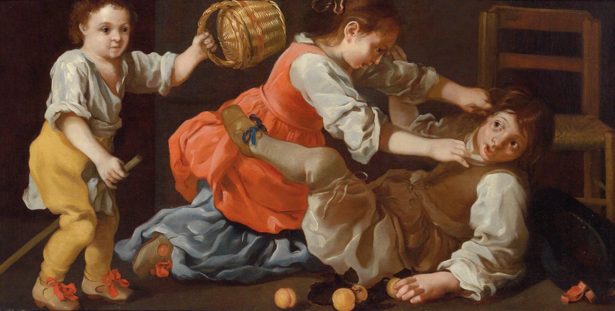 Bikende børn (Allegory of touch of sense) af Bernhard Keil