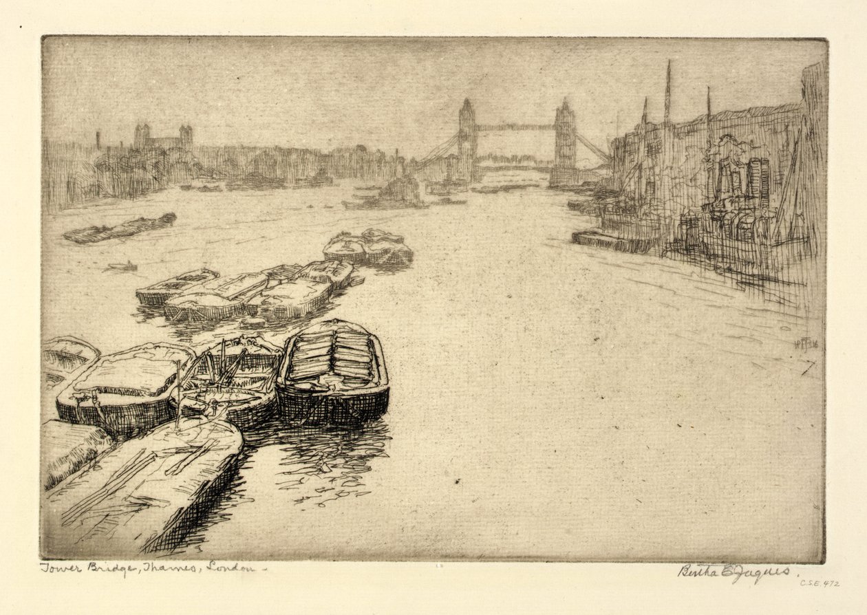 Tower Bridge, Themsen, London af Bertha E. Jaques