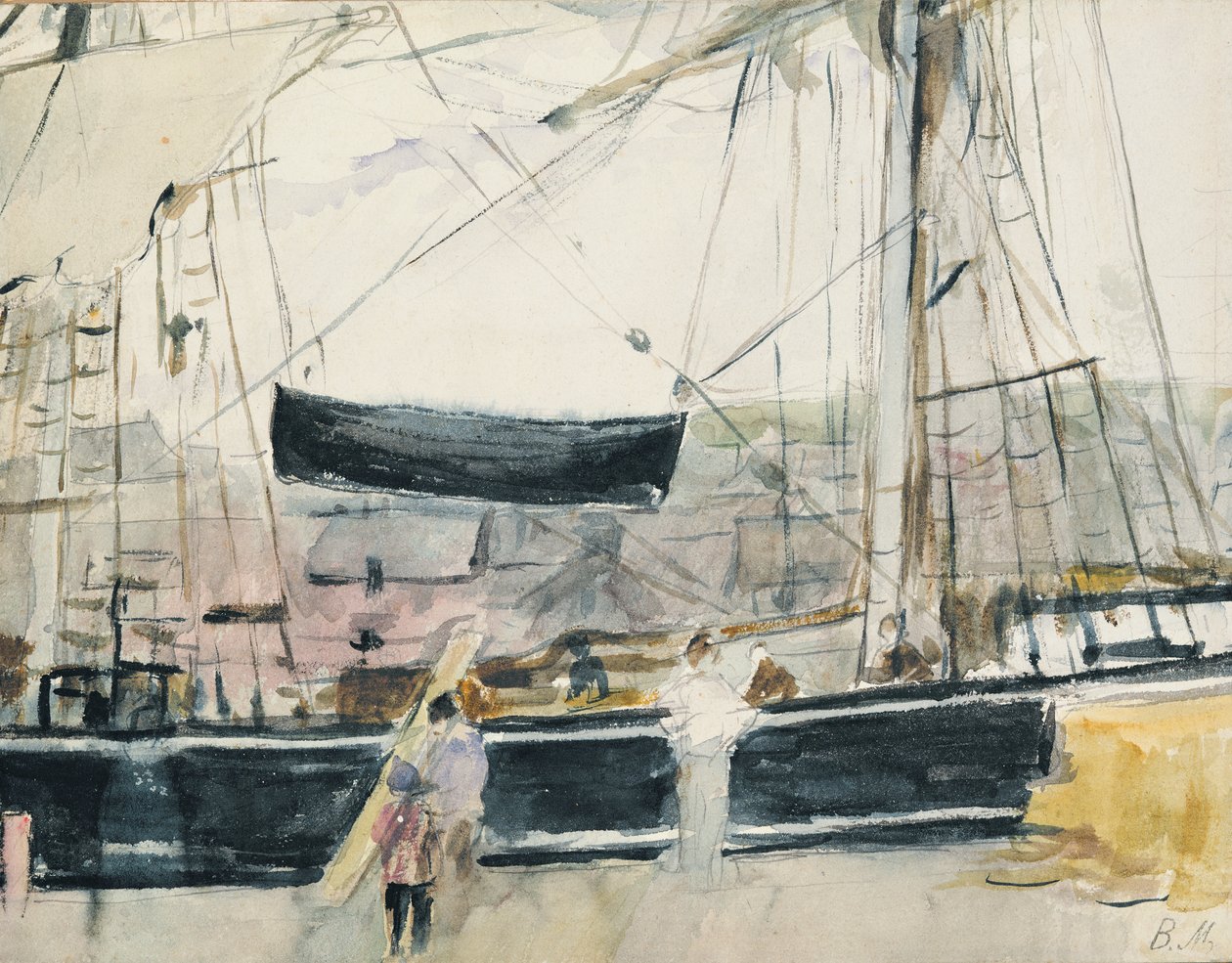 Båd på kajen, 1875 af Berthe Morisot