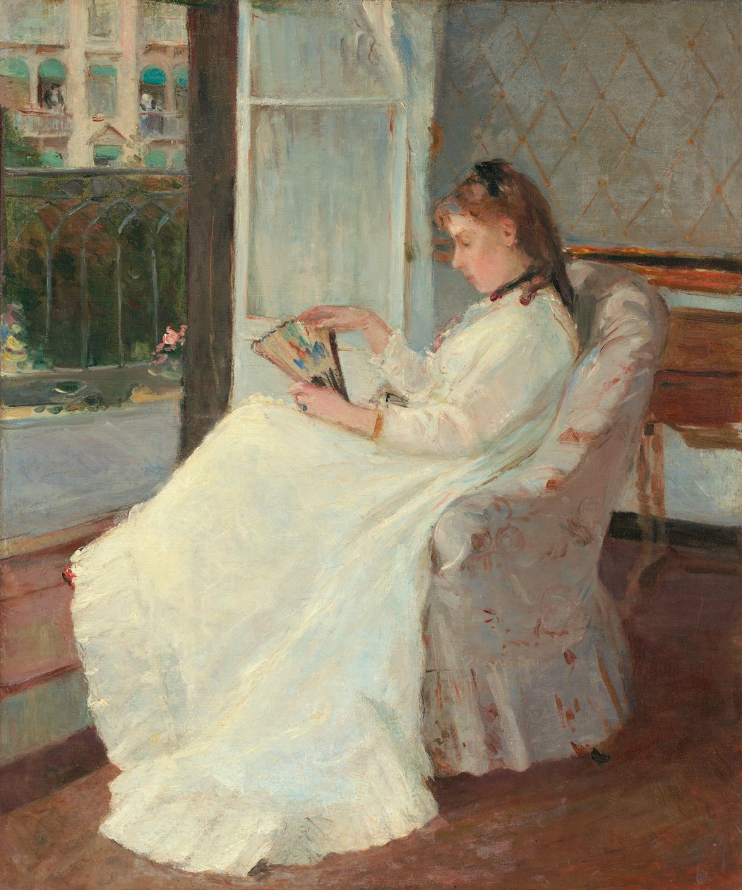 Kunstnerens søster ved et vindue, 1869 af Berthe Morisot