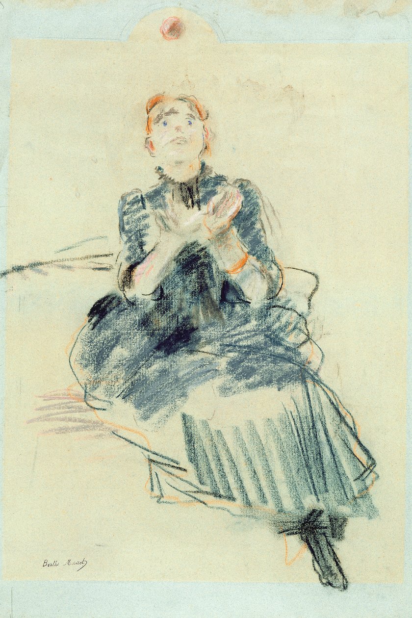 Ung pige leger med en bold, 1886 (pastel på papir) af Berthe Morisot