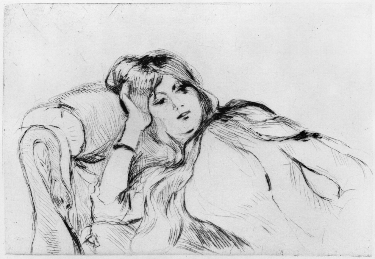 Ung kvinde i hvile, 1889 (tørpunkt) af Berthe Morisot