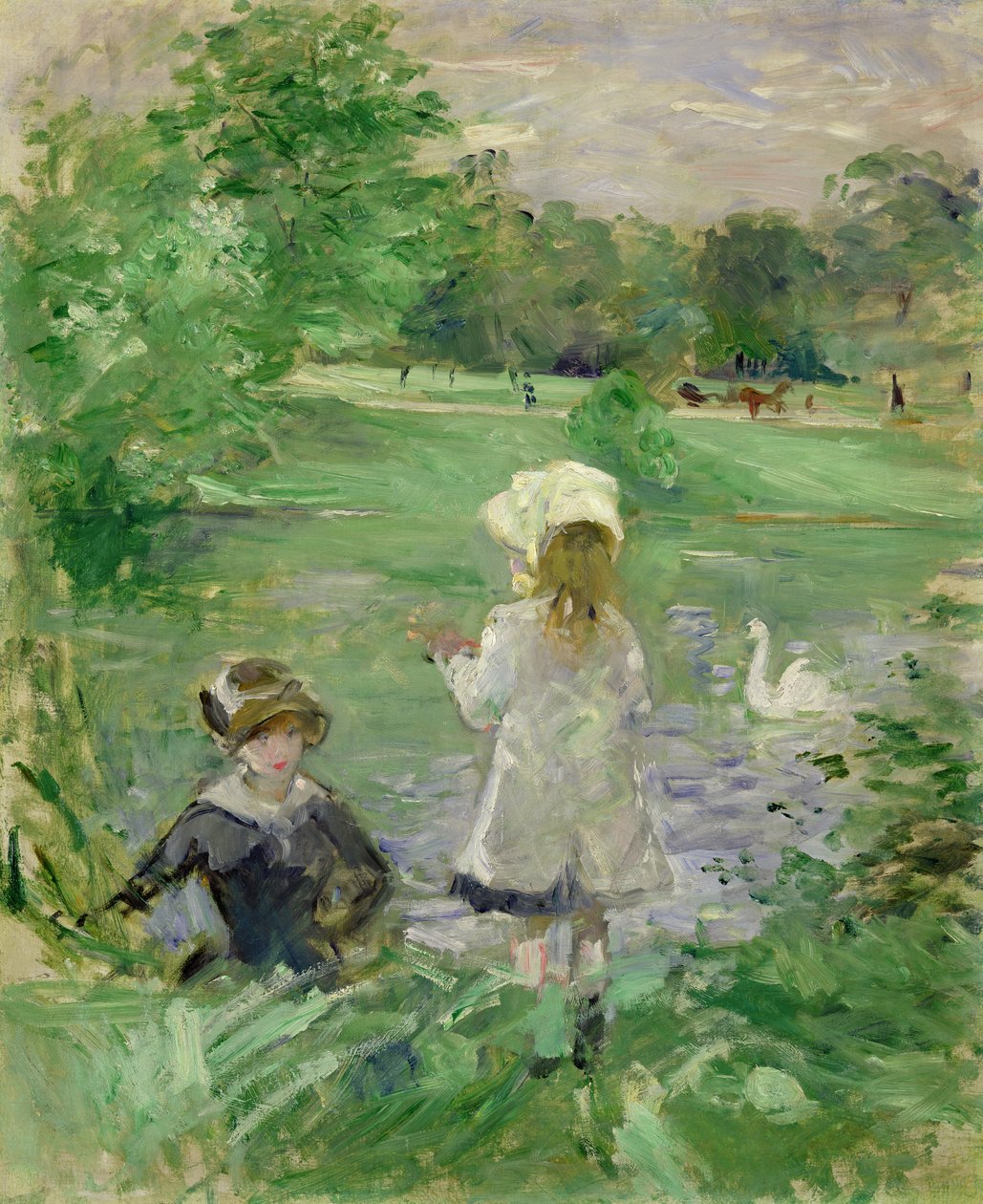 Ved siden af en sø af Berthe Morisot