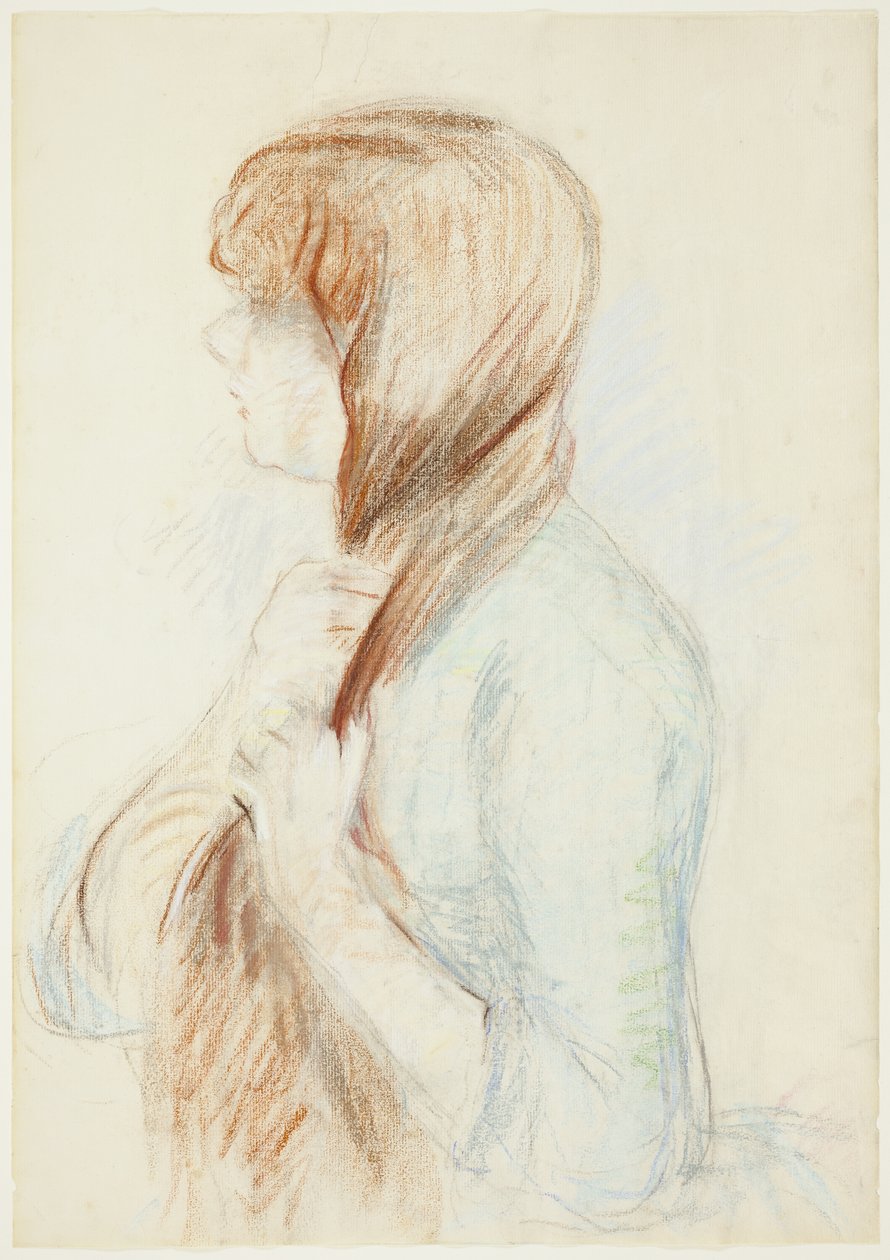 Pige, der fletter sit hår (La Natte) af Berthe Morisot