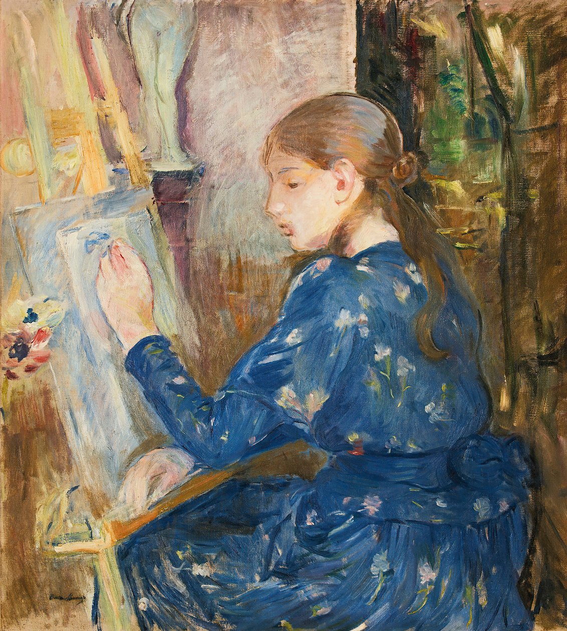 Ung pige skriver, 1891. af Berthe Morisot