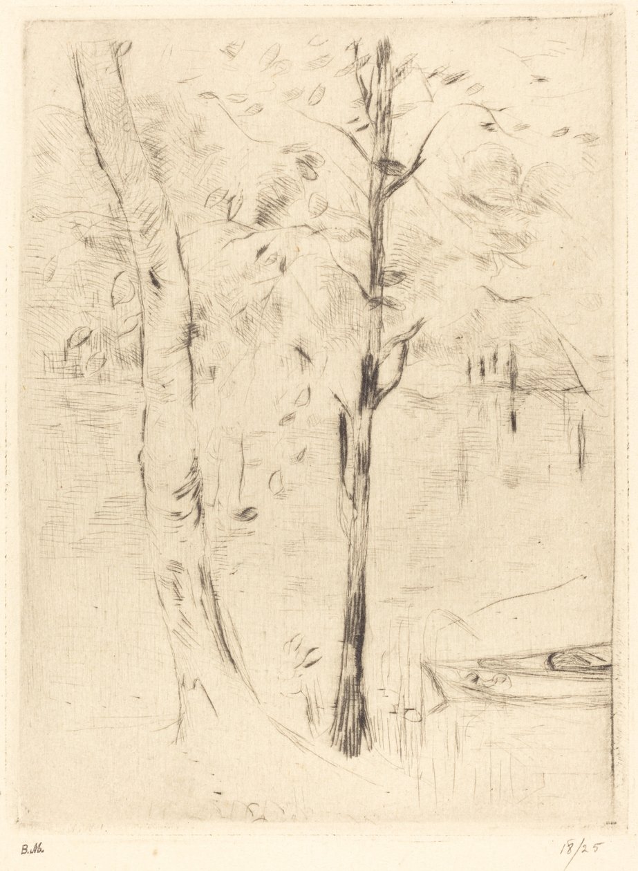 Sø med robåd af Berthe Morisot