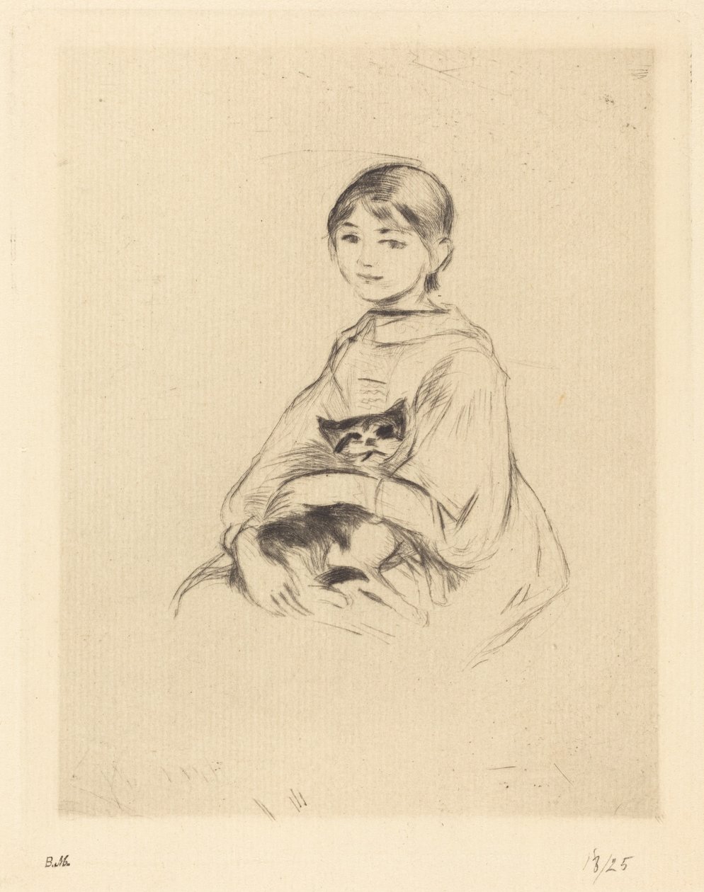 Lille pige med kat af Berthe Morisot