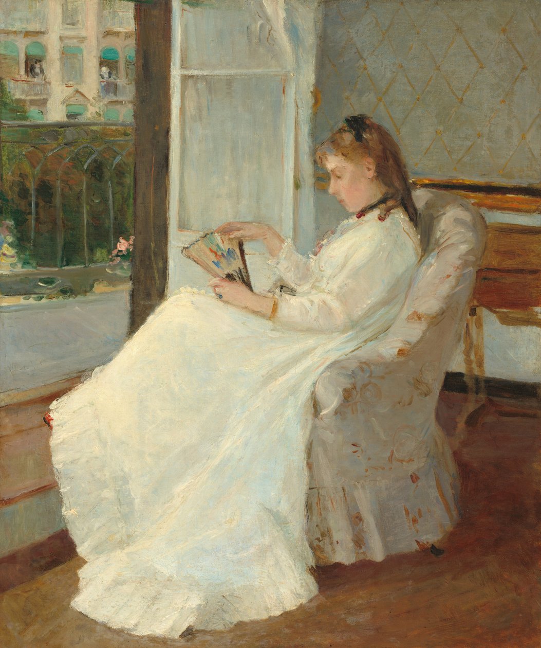 Kunstnerens søster ved et vindue af Berthe Morisot