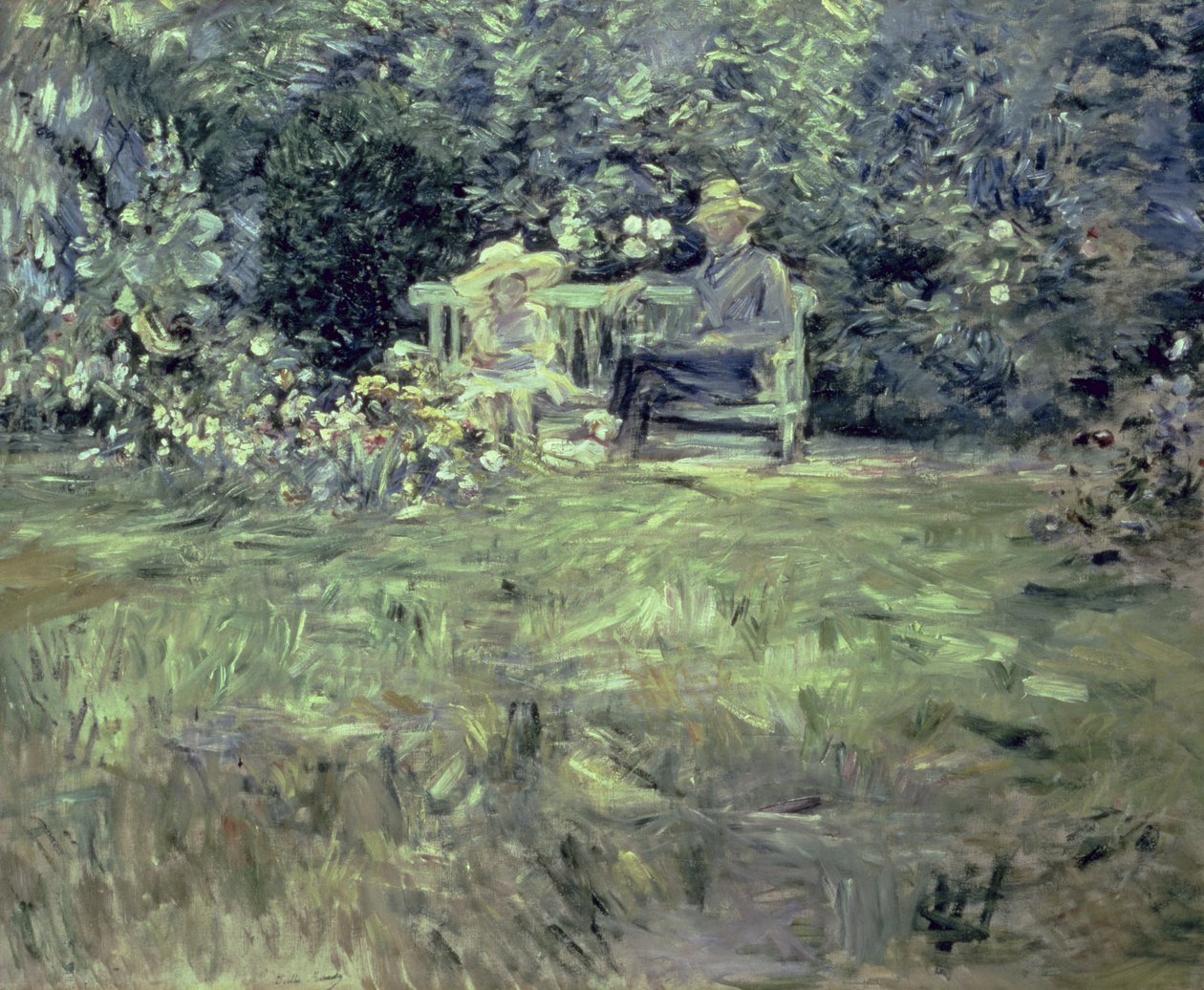 Lektionen i haven, 1886 af Berthe Morisot