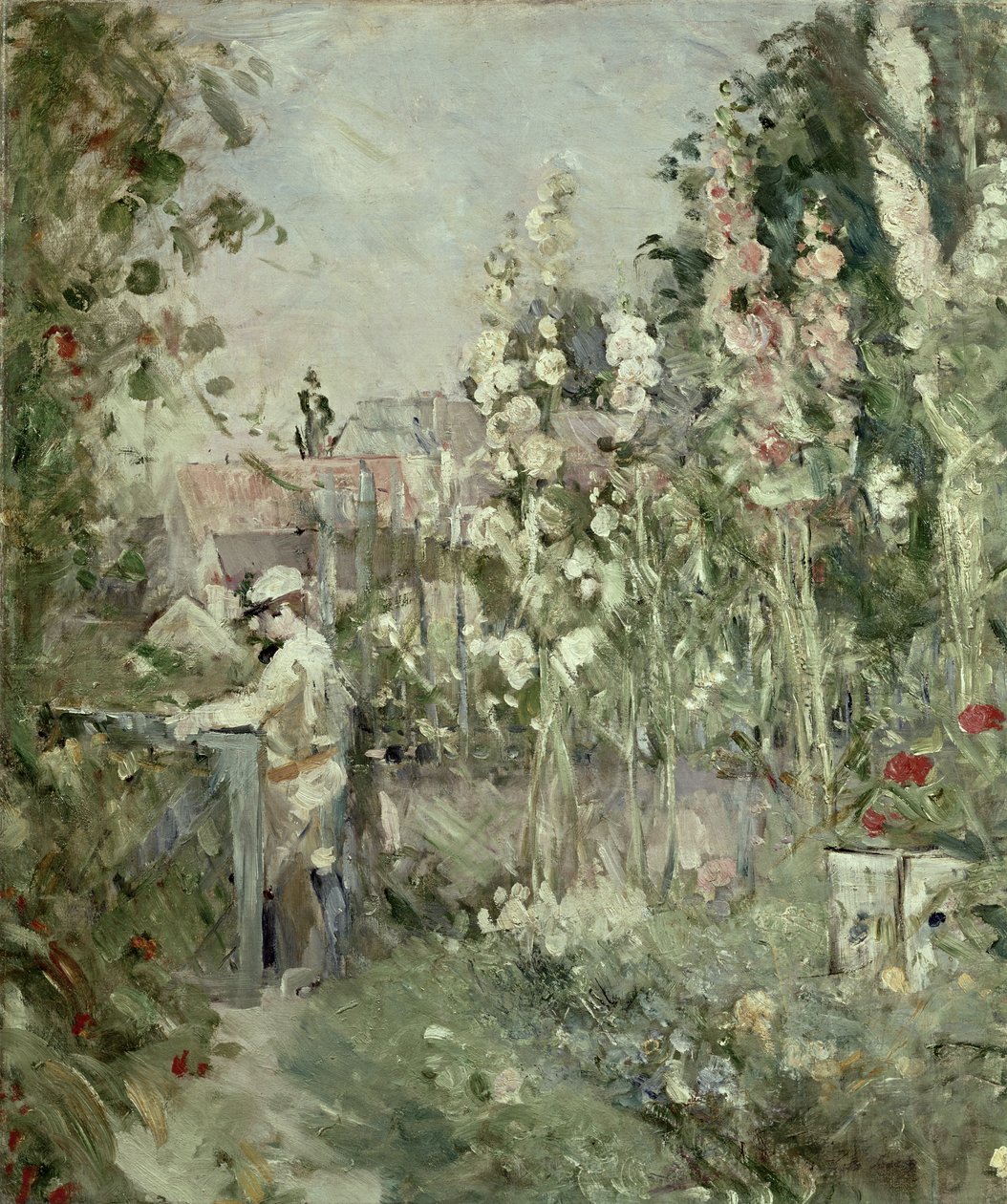 Ung dreng i stokroserne af Berthe Morisot