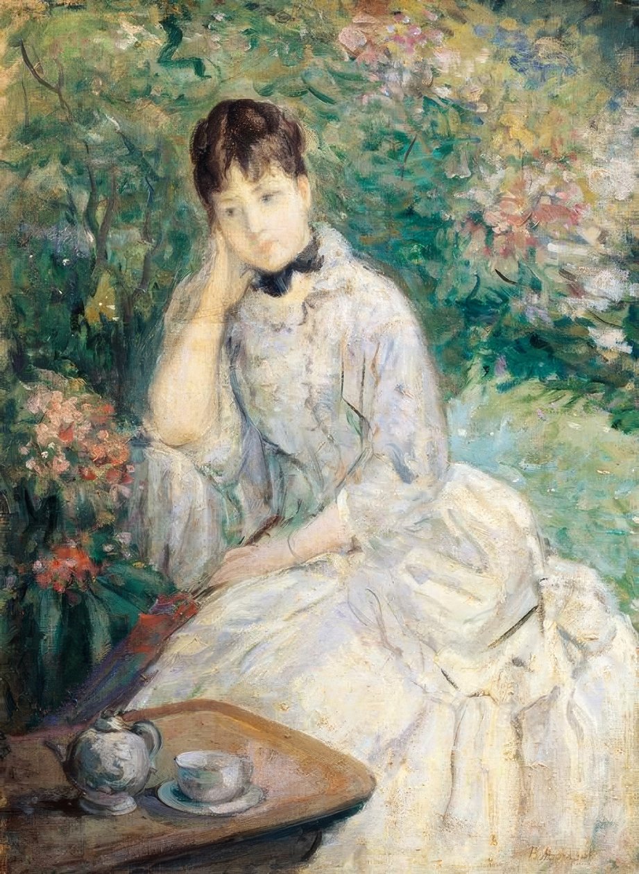 Ung kvinde siddende på en sofa, af Berthe Morisot