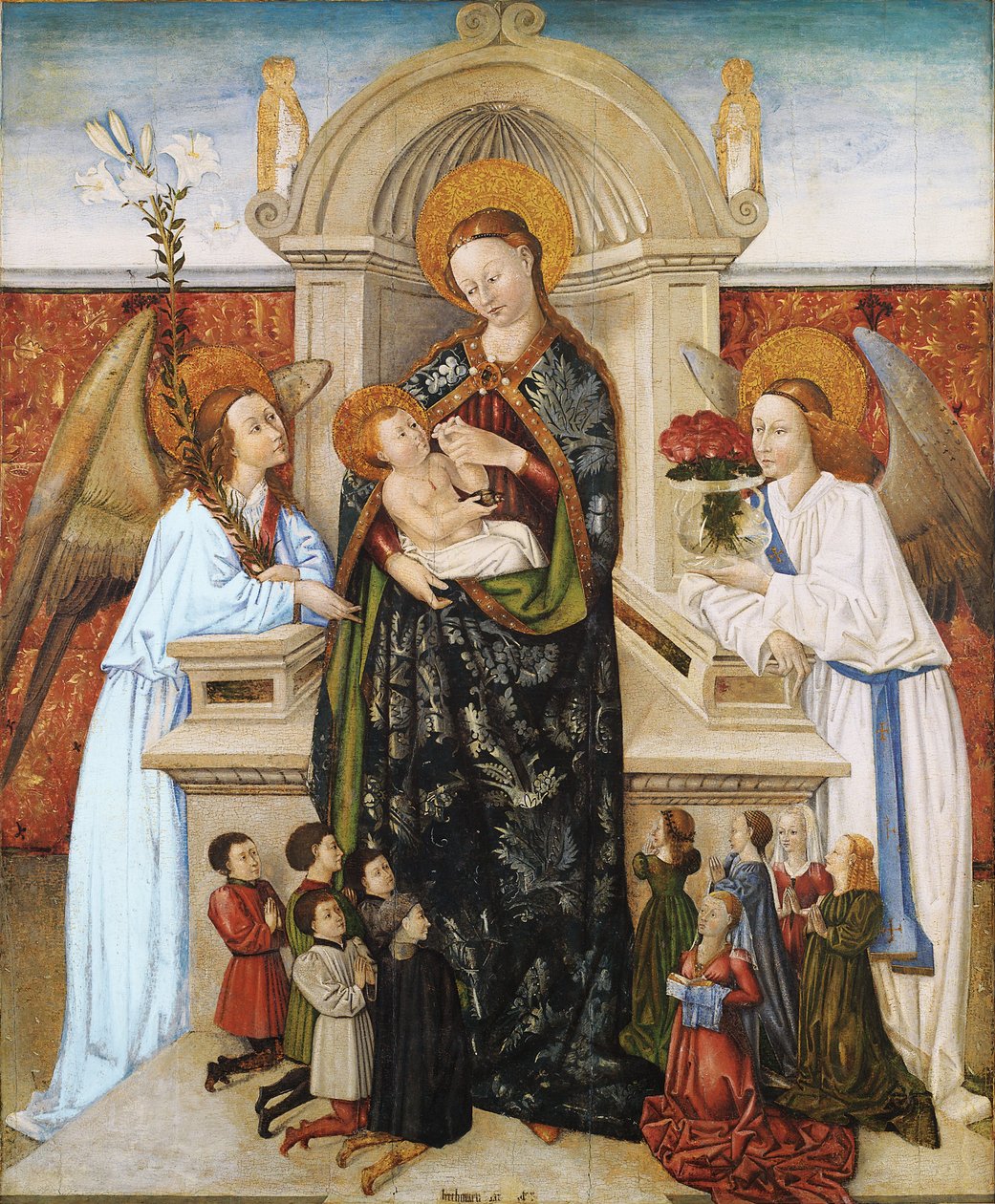 Madonna og Child, engle og donorfamilie af Bertomeu Baró