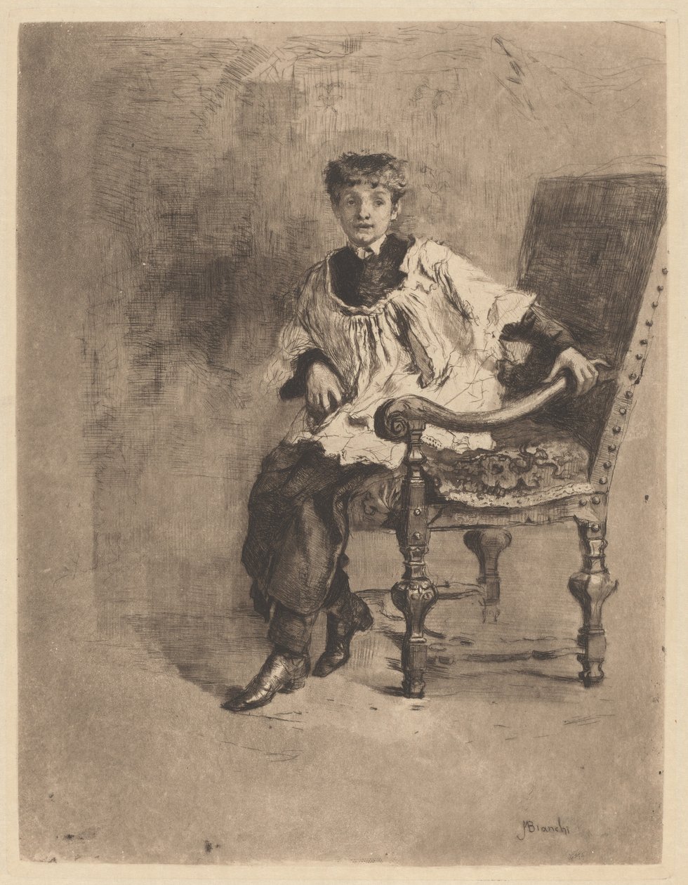 Siddende Acolyte, ca. 1872. af Bianchi Mose