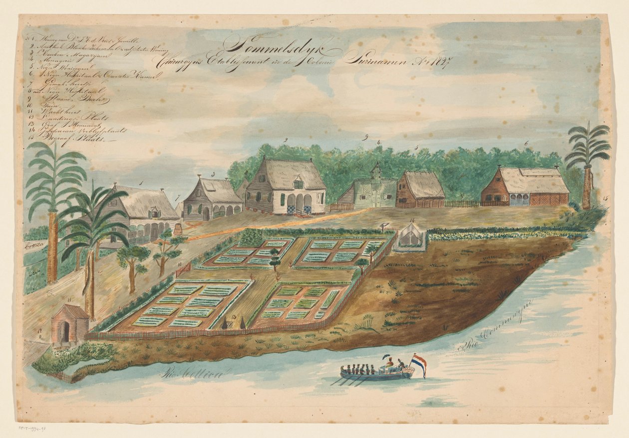 Udsigt over Sommelsdijk i Surinam af Bienfait (signed by artist)