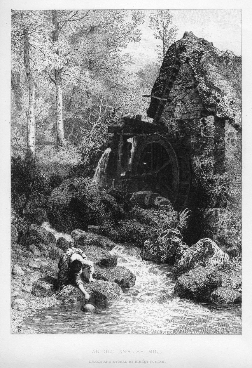 En gammel engelsk mølle, 1800-tallet. af Birket Foster