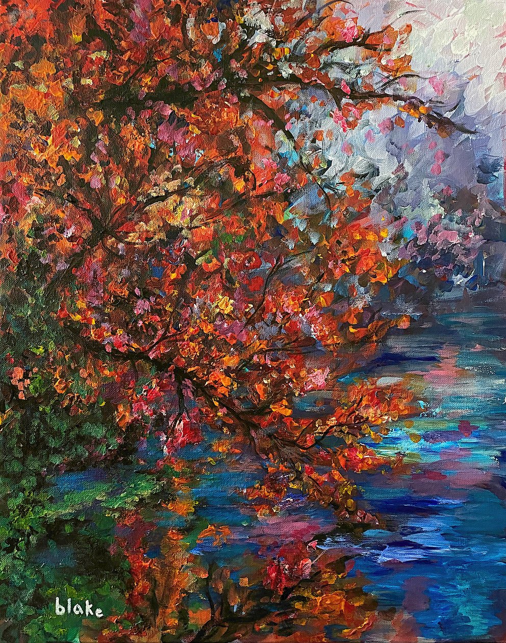Autumn River, ca. 2021 (Akryl på lærred) af Blake Munch
