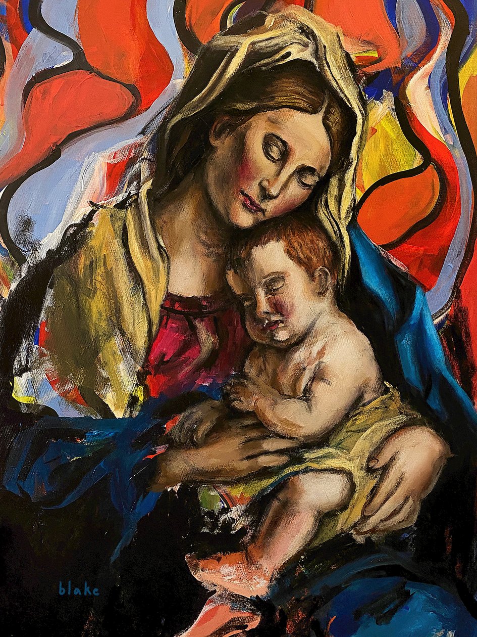 Madonna And Child, ca. 2020 (Akryl på lærred) af Blake Munch