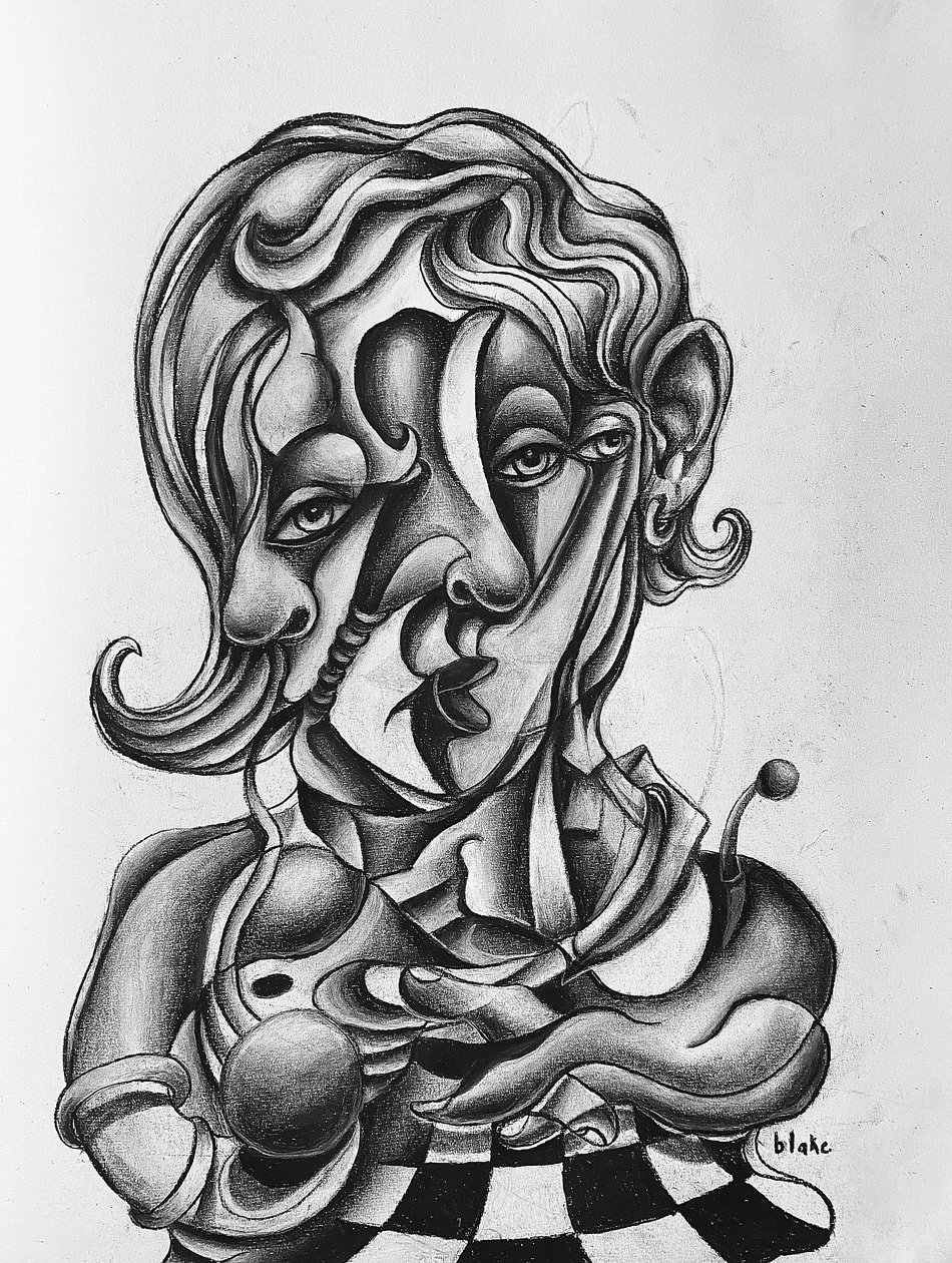 Picasso Reflecting, ca. 2021 (kul på papir) af Blake Munch