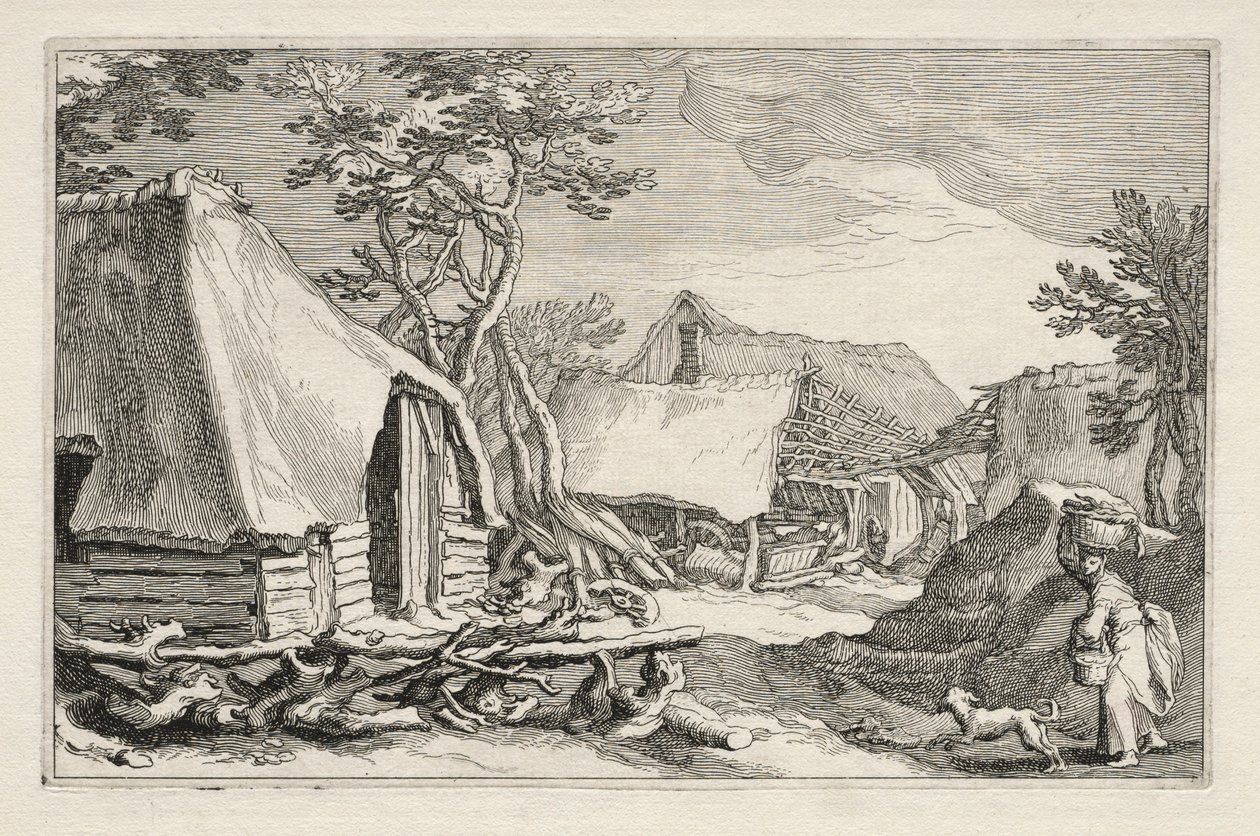 Landskab med Bondehuse, 1613-1614. af Boetius Adams Bolswert